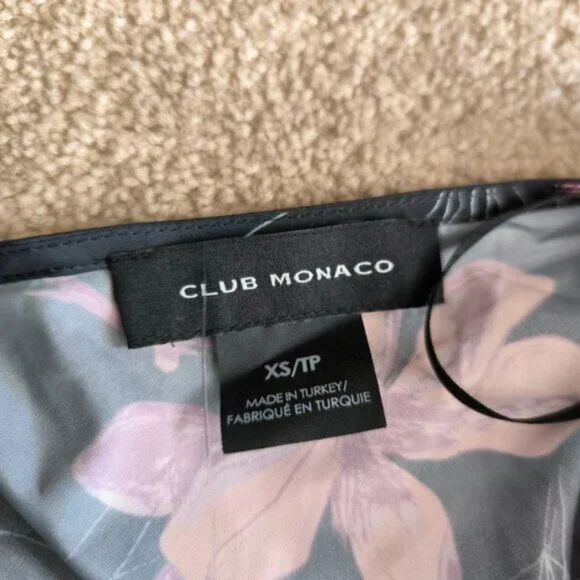 Club Monaco Floral Coquette Prairie Country Ruched Front Woven Top XS - Picture 8 of 12